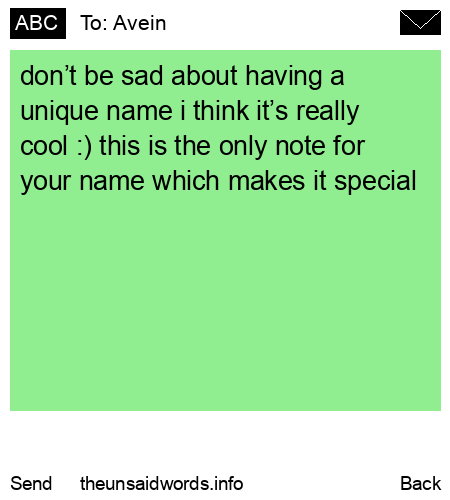 unsent message to Avein