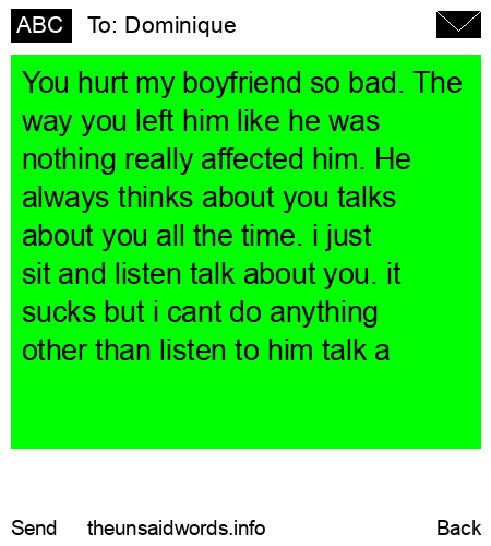unsent message to Dominique