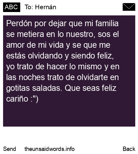 unsent message to Hernán