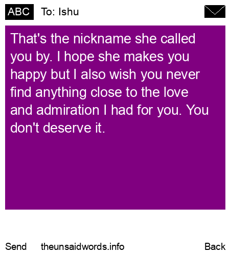 unsent message to Ishu