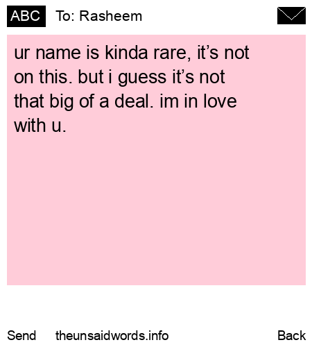 unsent message to Rasheem