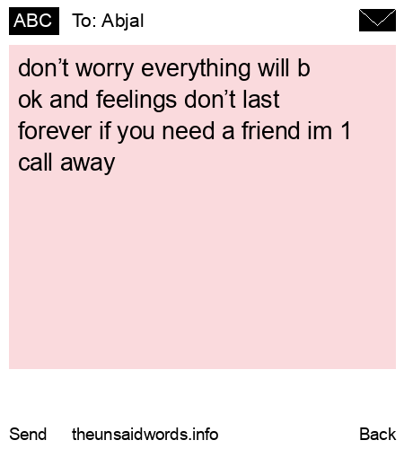 unsent message to Abjal