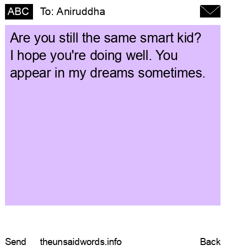 unsent message to Aniruddha
