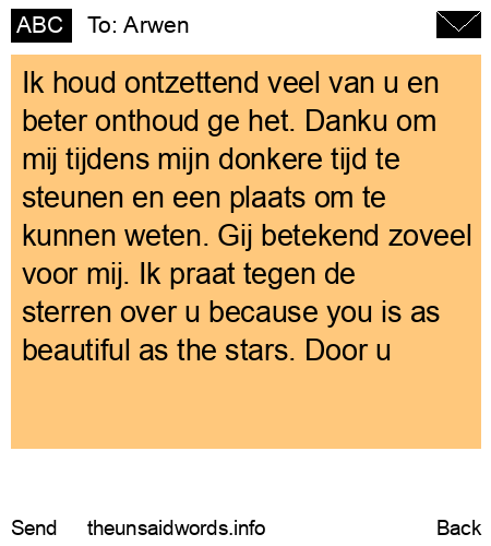 unsent message to Arwen