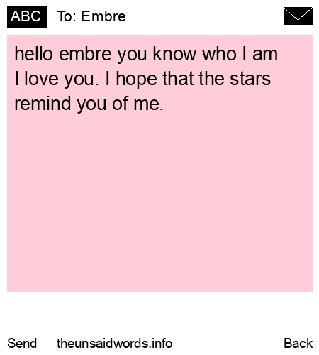 unsent message to Embre