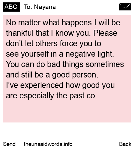 unsent message to Nayana