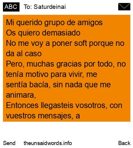 unsent message to Saturdeinai