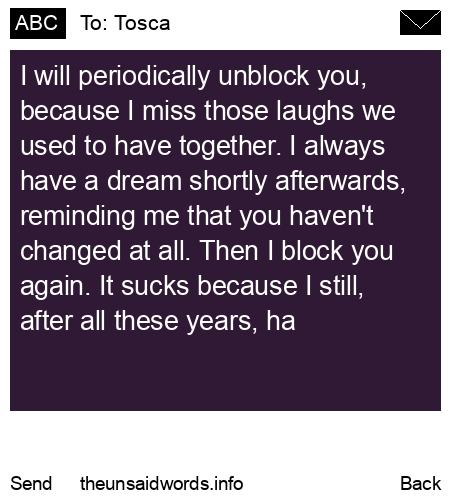 unsent message to Tosca