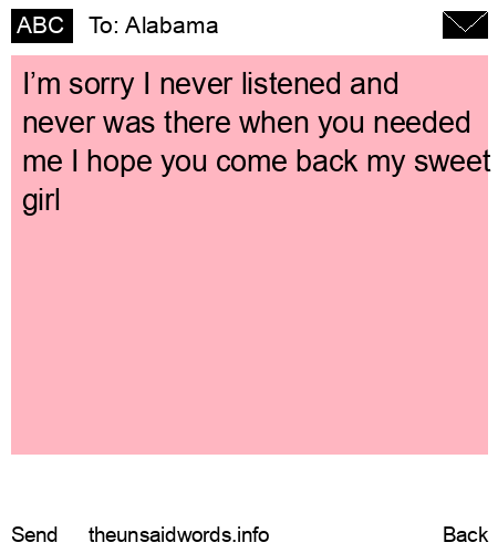 unsent message to Alabama