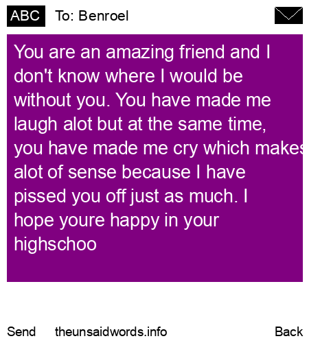 unsent message to Benroel