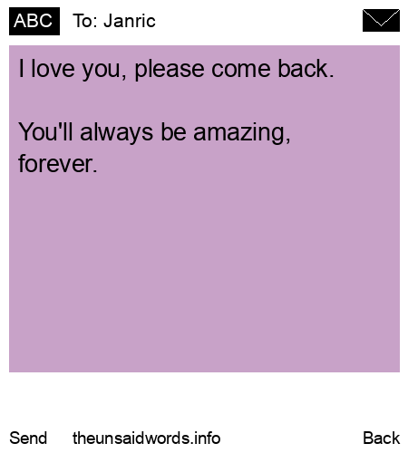 unsent message to Janric
