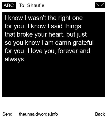 unsent message to Shaufie