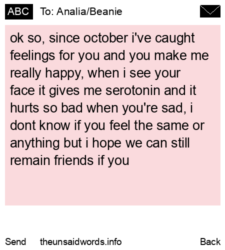 unsent message to Analia/Beanie