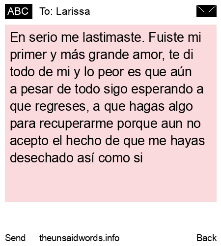 unsent message to Larissa