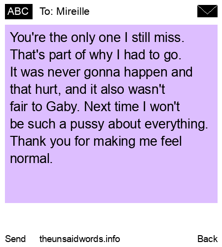 unsent message to Mireille