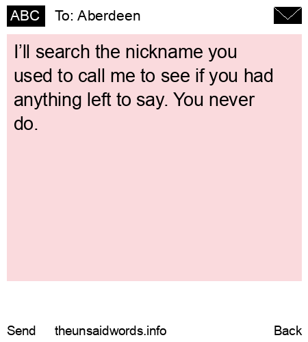 unsent message to Aberdeen