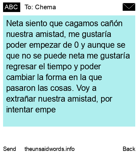 unsent message to Chema
