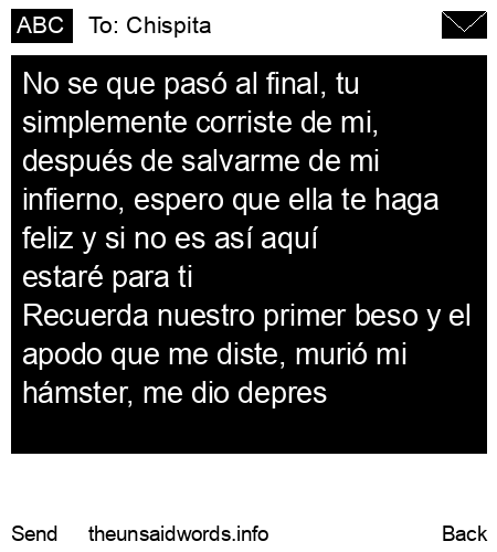 unsent message to Chispita