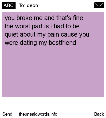unsent message to deon
