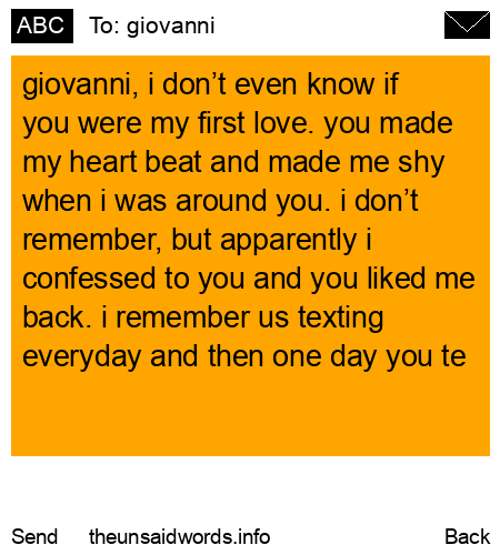 unsent message to giovanni