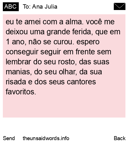 unsent message to Ana Julia