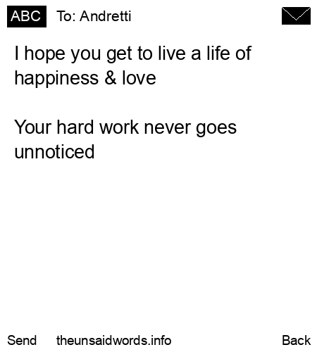 unsent message to Andretti