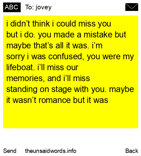 unsent message to jovey