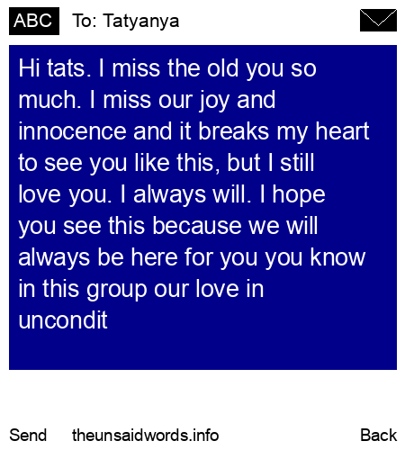 unsent message to Tatyanya