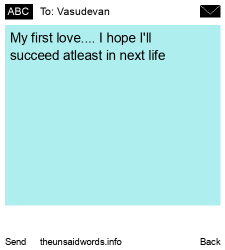 unsent message to Vasudevan 