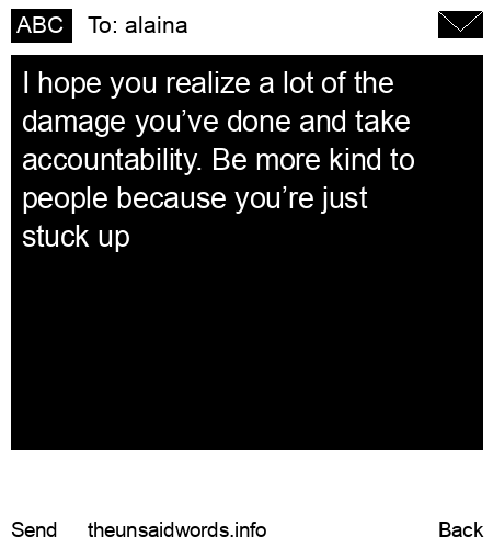 unsent message to alaina