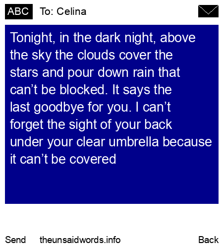 unsent message to Celina