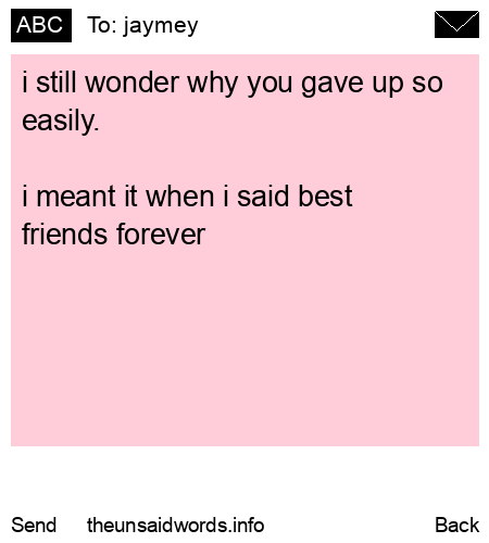 unsent message to jaymey