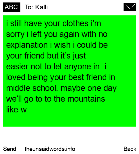 unsent message to Kalli