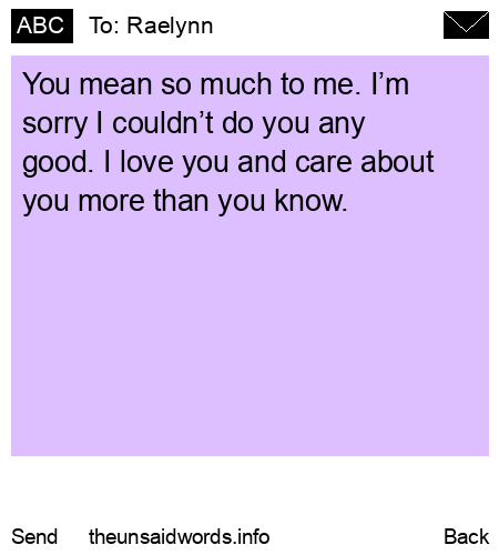 unsent message to Raelynn