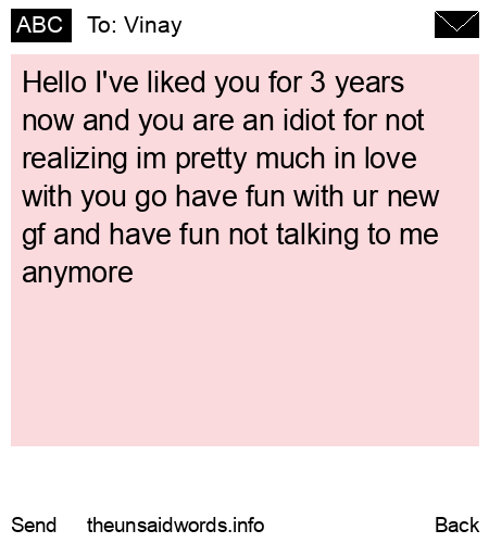 unsent message to Vinay