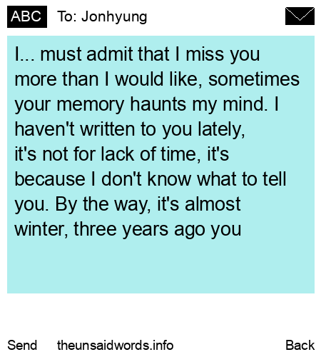 unsent message to Jonhyung