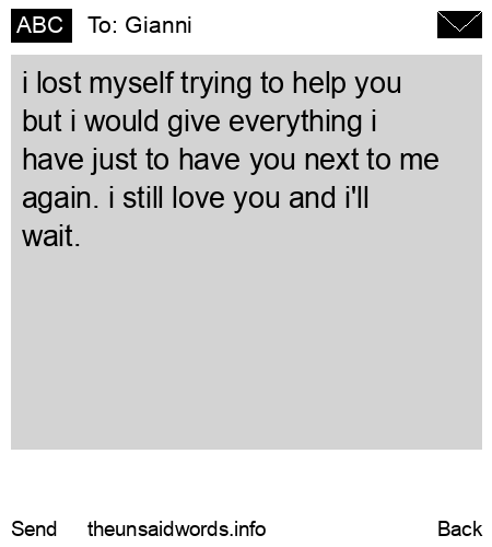 unsent message to Gianni
