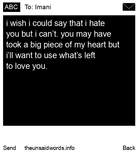 unsent message to Imani