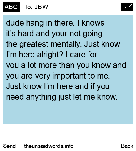 unsent message to JBW