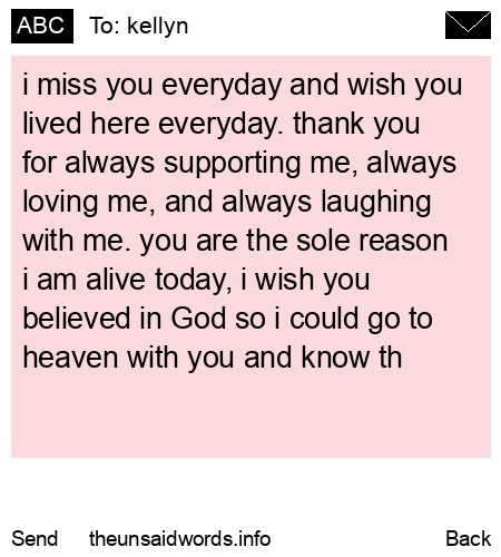 unsent message to kellyn