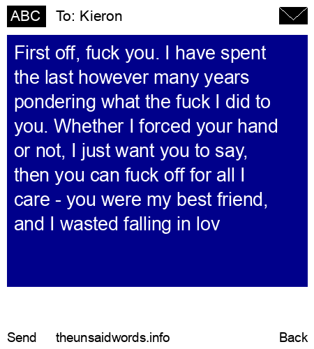 unsent message to Kieron