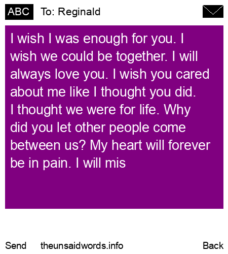 unsent message to Reginald