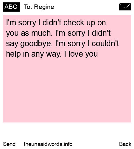 unsent message to Regine