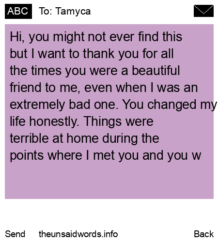 unsent message to Tamyca