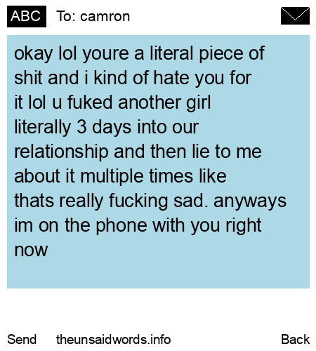 unsent message to camron