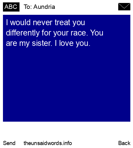 unsent message to Aundria