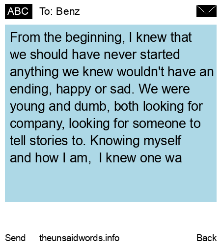 unsent message to Benz