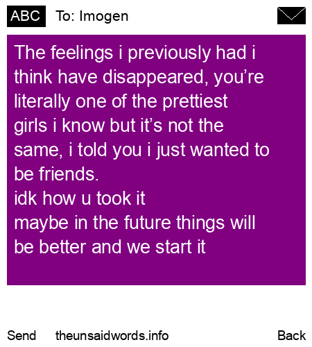 unsent message to Imogen