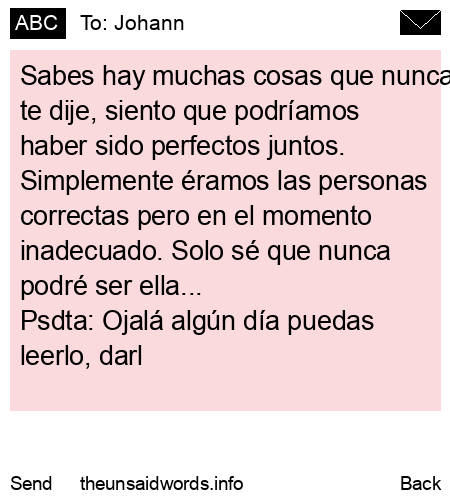 unsent message to Johann