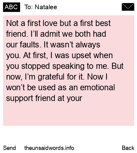 unsent message to Natalee